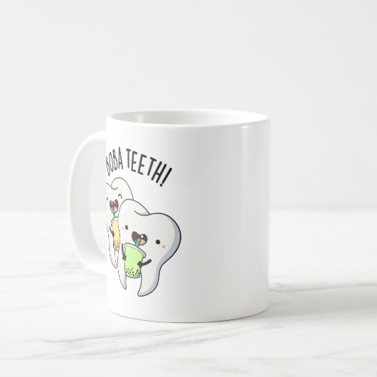 Boba Teeth Funny Boba Tea Pun Kaffeetasse (Vorderseite Links)
