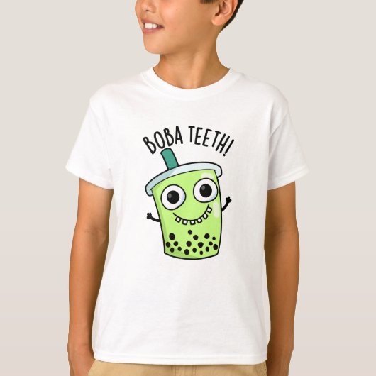 Boba Teeth Funny Boba Tea Pun T-Shirt (Vorderseite)