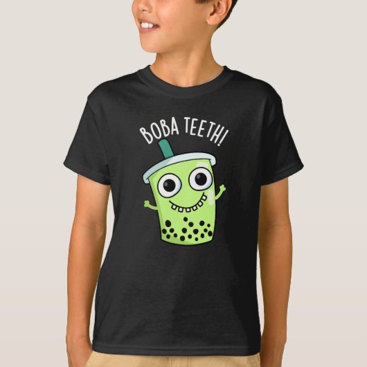 Boba Teeth Funny Boba Tee Pun Dark BG (Vorderseite)