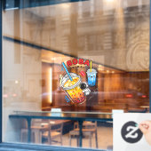 Boba Time Bubble Tea Drinks Business Fensteraufkleber (Café-Fenster)