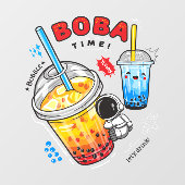 Boba Time Bubble Tea Drinks Business Fensteraufkleber (Blatt)