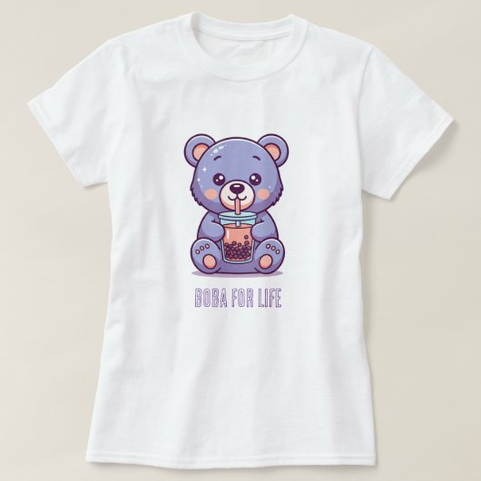 Boba-Trink-lila-Bär T-Shirt (Design vorne)