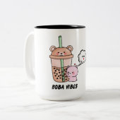 Boba Vibes, Niedlicher Trinkbehälter für Bubble Te Zweifarbige Tasse (Vorderseite Links)