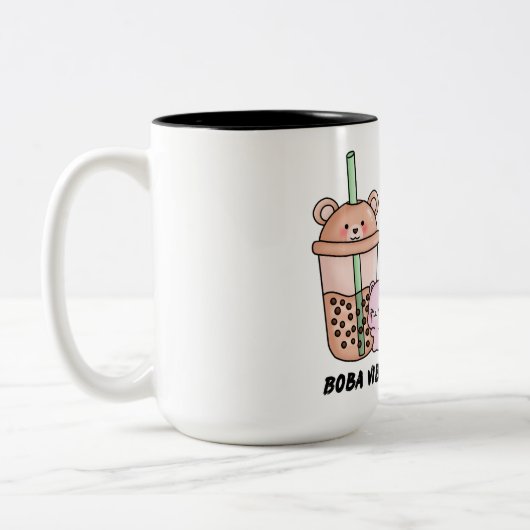 Boba Vibes, Niedlicher Trinkbehälter für Bubble Te Zweifarbige Tasse (Links)