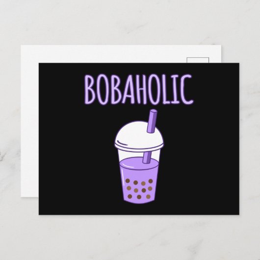 Bobaholic Bubble Boba Kawaii Tea Graphic Postkarte (Vorne/Hinten)