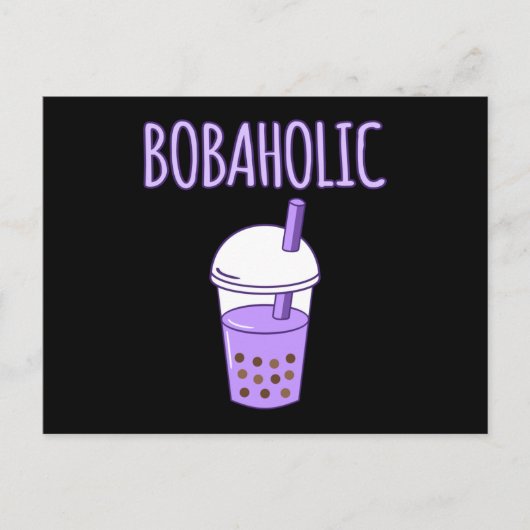 Bobaholic Bubble Boba Kawaii Tea Graphic Postkarte (Vorderseite)