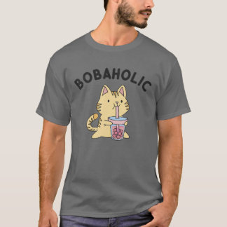 Bobaholic Cat Kawaii Blubble Milk Boba Tee