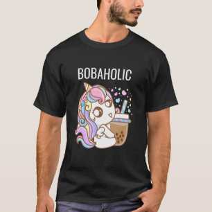 Bobaholic Funny Unicorn Bubble Tee Shirts Frauen