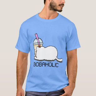 Bobaholic Pixel Cat Lieben Boba Tea T-Shirt