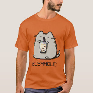 Bobaholic Pixel Chubby Cat Lieben Boba Tee