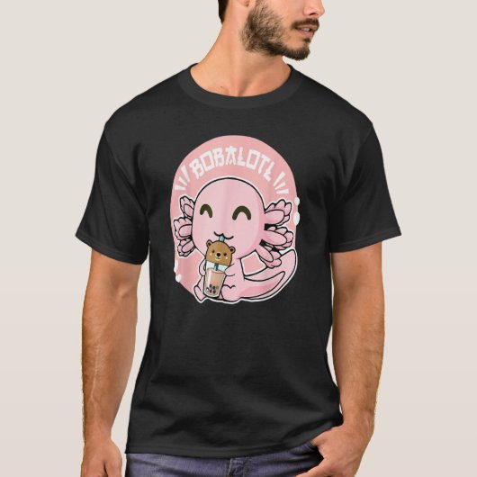 Bobalotl Axolotl Milk Tea Axolotl Drinking Boba Te T-Shirt (Vorderseite)