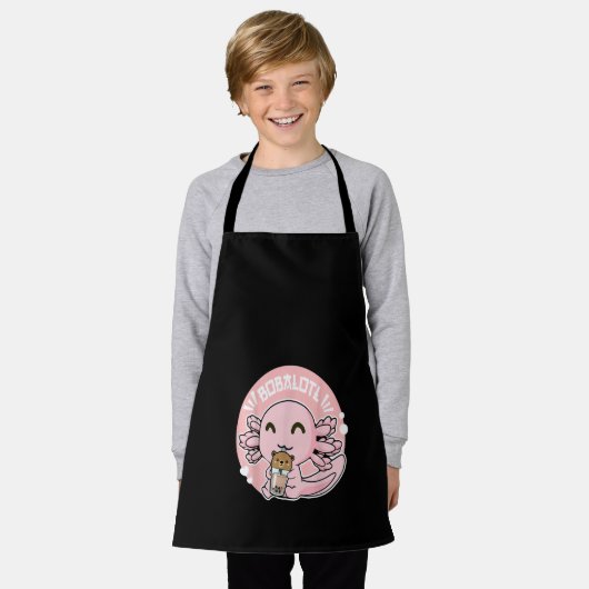 Bobalotl Cute Axolotl Boba Bubble Milk Tea Schürze (Getragen)