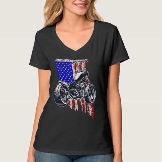 Bobber Motorrad 4. Juli Luftschiff T-Shirt (Vorderseite)