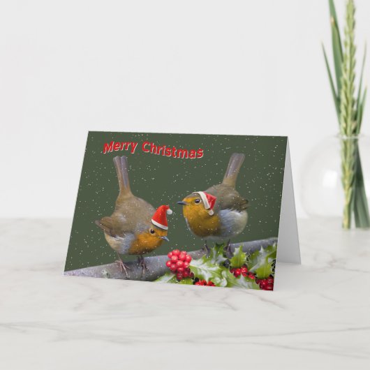 Bobbin' Robins Weihnachtskarte Feiertagskarte (Vorderseite)