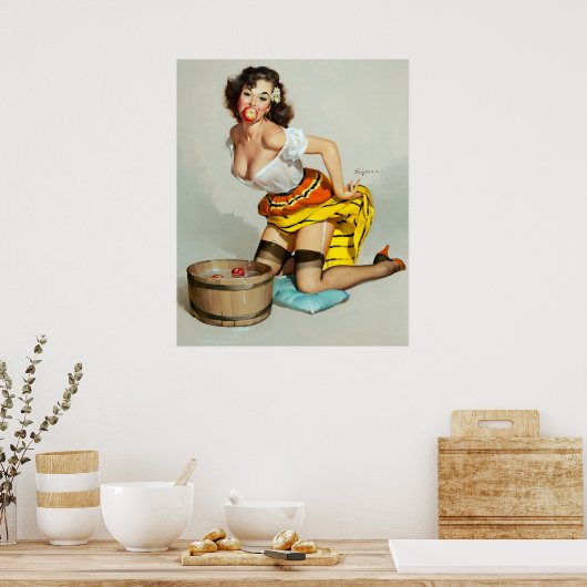 Bobbing für Äpfel Button Up Poster (Küche)