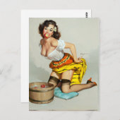 Bobbing für Äpfel Button Up Postkarte (Vorne/Hinten)