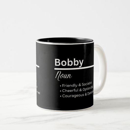 Bobby Boy Name Definition Personalized Mug Zweifarbige Tasse (VorderseiteRechts)