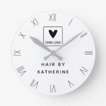 Bobby Button Roman Numerals Hair Salon Name Logo