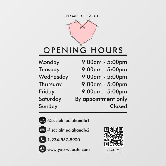 Bobby Buttone Friseursalon für Geschäftszeiten Fensteraufkleber (Blatt)