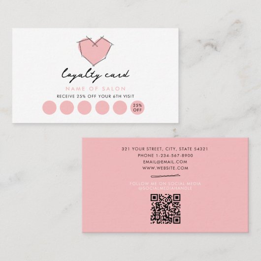 Bobby Buttone Logokombination Hair Stylist Pink Lo Treuekarte (Vorne/Hinten)