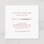 Bobby Buttons Friseur Stylist Frisör Quadratische Visitenkarte (Rückseite)