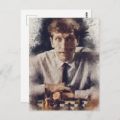 Bobby Fischer ✪ ästhetische Schach Wasserfarben Postkarte (Vorne/Hinten)