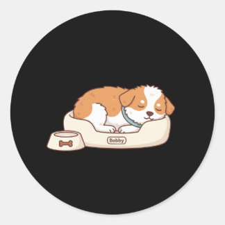 Bobby Sleeping Dog Sticker: Cozy Minimalist Puppy  Runder Aufkleber