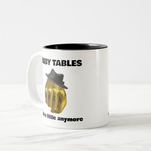 Bobby Tables Zweifarbige Tasse (Vorderseite Links)