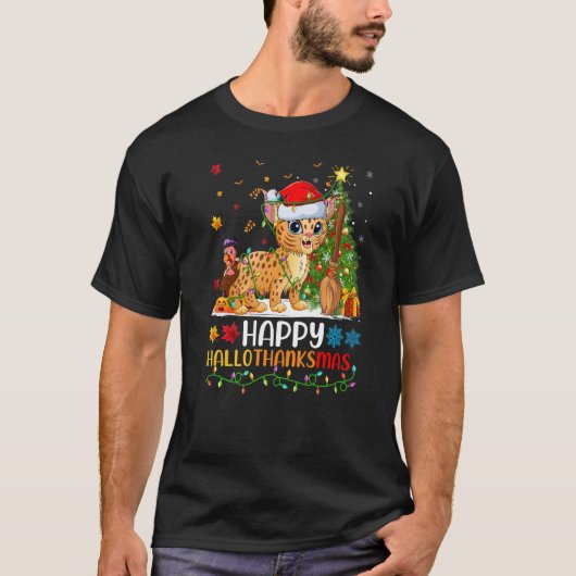 Bobcat Animal Happy Bobcat Hellothanksmas T-Shirt (Vorderseite)