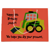 Bobcat Bagger Große Geschenktüte (Vorderseite)