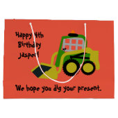 Bobcat Bagger Große Geschenktüte (Rückseite)