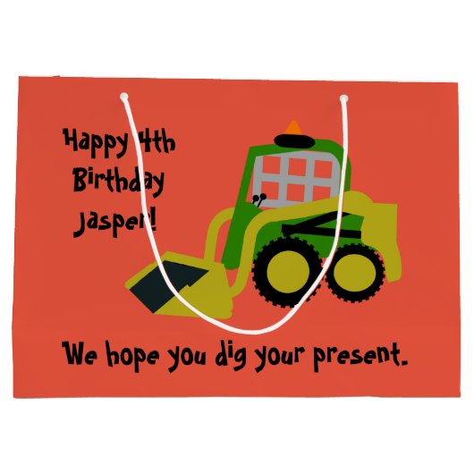 Bobcat Bagger Große Geschenktüte (Rückseite)