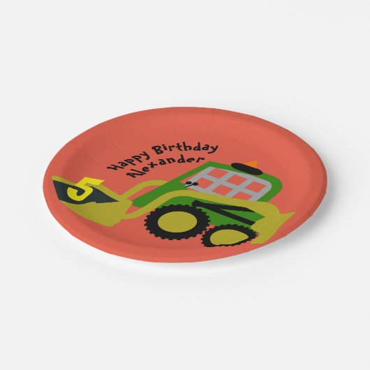 Bobcat Bagger Pappteller (Schrägansicht)