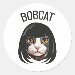 Bobcat Cat Bob Haircut Trending Comedy Cat G Runder Aufkleber