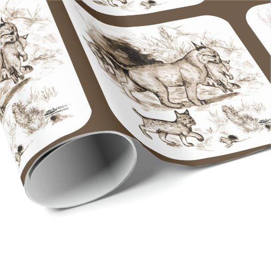 Bobcat Familie Geschenkpapier (Rolleneckpunkt)