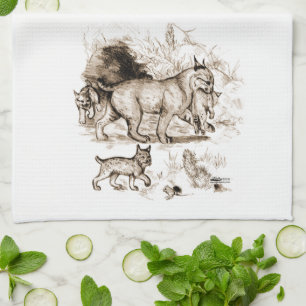 Bobcat Familie Geschirrtuch