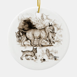 Bobcat Familie Keramikornament