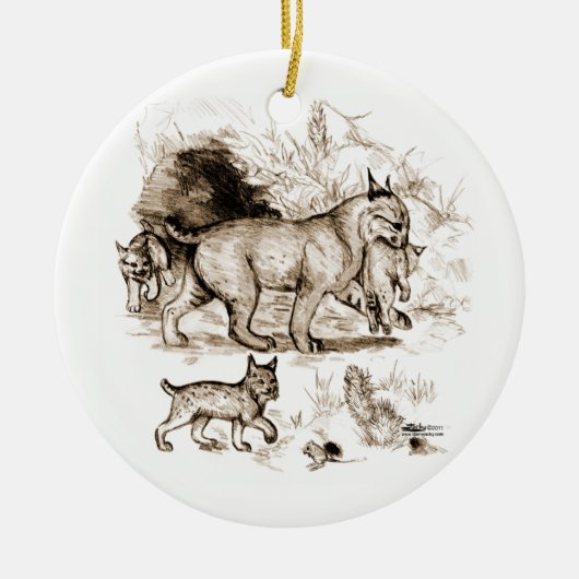 Bobcat Familie Keramikornament (Vorne)