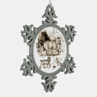 Bobcat Familie Schneeflocken Zinn-Ornament