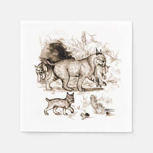 Bobcat Familie Serviette (Vorderseite)