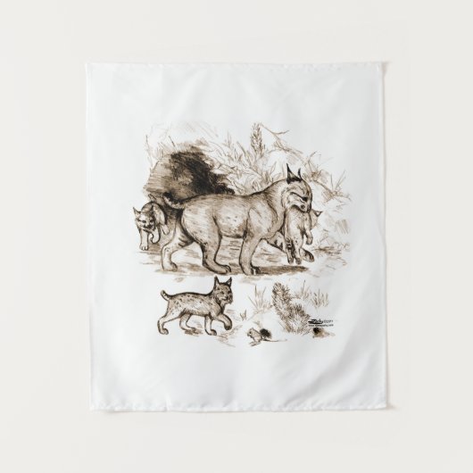 Bobcat Familie Wandteppich (Vorderseite)