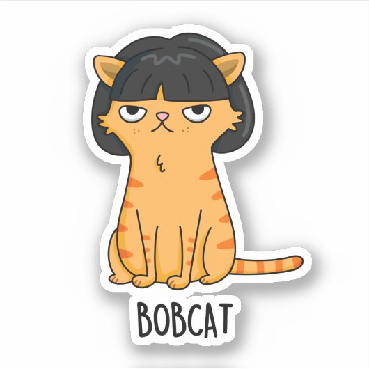 Bobcat Funny Cat Bob Hair Puff Aufkleber (Vorderseite)