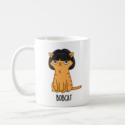 Bobcat Funny Cat Bob Hair Puff Kaffeetasse (Links)