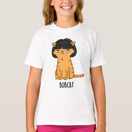 Bobcat Funny Cat Bob Hair Puff T-Shirt (Vorderseite)