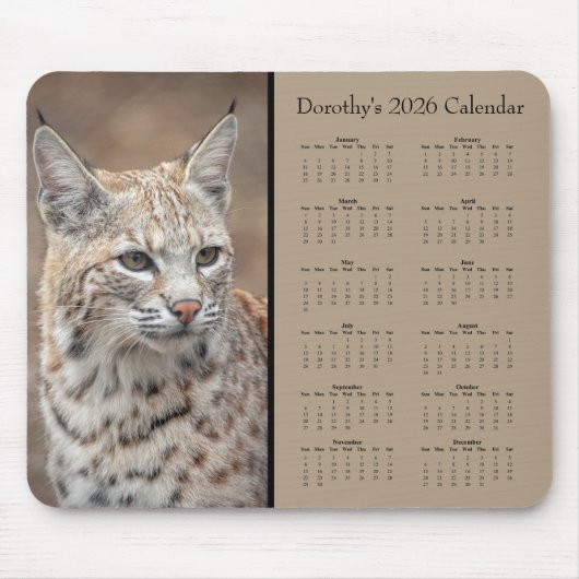 Bobcat individuell anpassbarer Kalender 2026 Mousepad (Vorne)