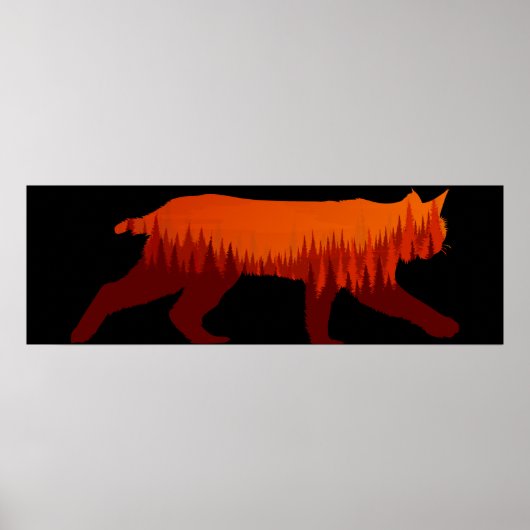 Bobcat Lynx Forest Tree Landschaft Wilderness Sun Poster (Vorne)