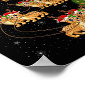 Bobcat Lynx Santa Sleigh Flying Funny Magical Chri Poster (Ecke)