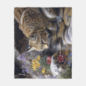 Bobcat mit Wildblumen Landschaftlich Art Fleecedecke (Vorderseite)
