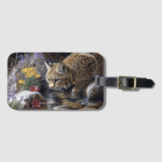 Bobcat mit Wildblumen Landschaftlich Art Gepäckanhänger