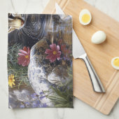 Bobcat mit Wildblumen Landschaftlich Art Geschirrtuch (Viertel Falte)